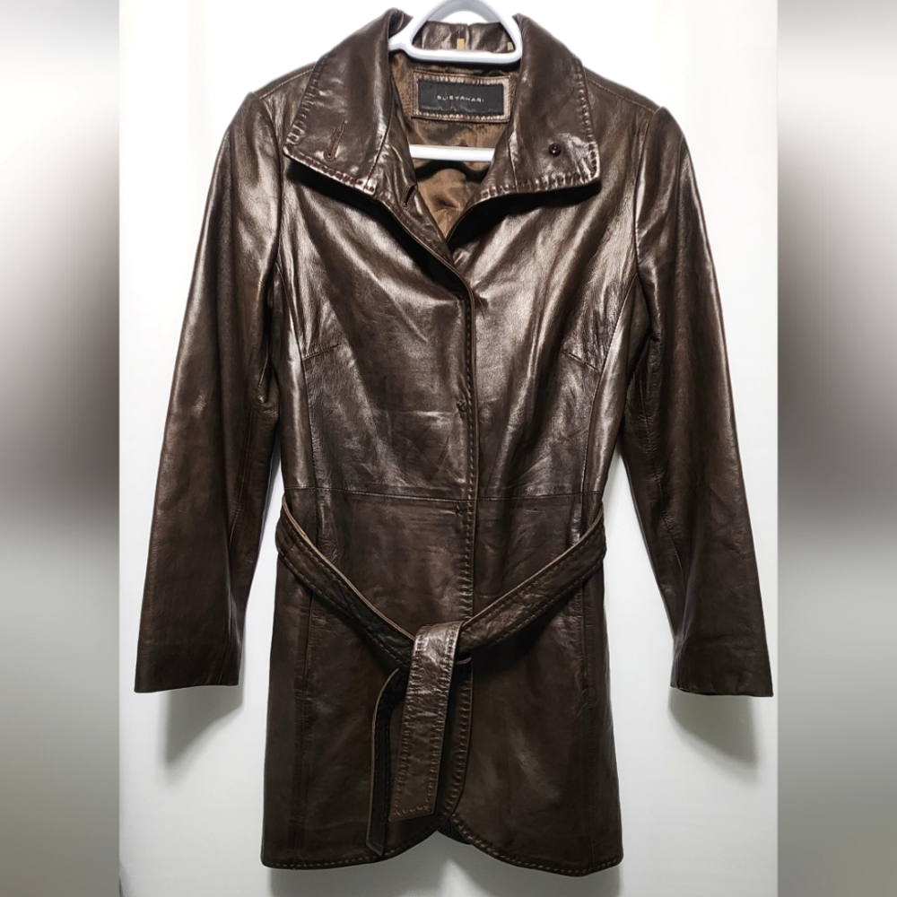 Elie Tahari 100% Lamb Leather Trench Coat